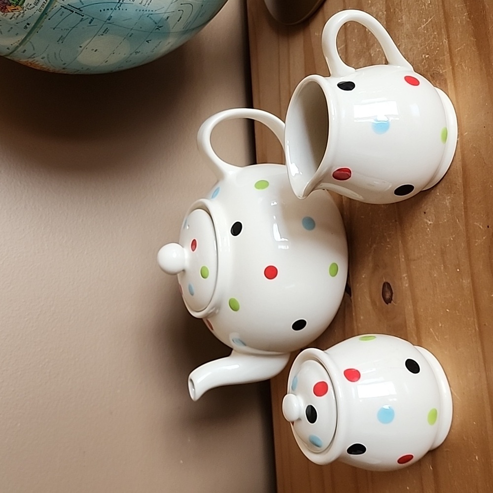 SPODE Baking Days tea pot cream and sugar set